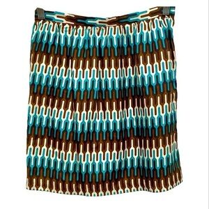 Milly of New York Brown and Blue Geometric Silk Mini Skirt Sz 8